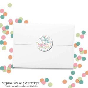 Thank You Sew Much Cute Sewing Themed Customer Appreciation Sticker Labels for Small Businesses, 60 1.5" Circle Stickers by AmandaCreation, for Envelopes, Postcards, Direct Mail, More!