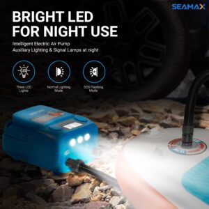 Seamax Sup 16DB PRO Double Stage 16PSI Electric Air Pump with Built-in Battery for Inflatable SUP and Boat, Intelligent Firmware with Built-in Temperature Sensor and Timer