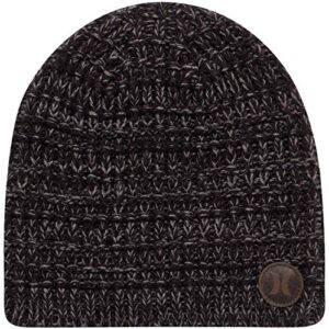 hurley men's winter hat - loose knit marled beanie, black