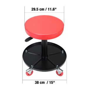 BIG RED ATRHL6201R Torin Heavy Duty Rolling Pneumatic Creeper Garage/Shop Seat: Padded Adjustable Mechanic Stool with Tool Tray Storage, Red Large,15.36" D x 15.36" W x 4.73" H