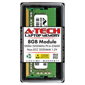 a-tech 8gb ddr4 3200 mhz sodimm pc4-25600 (pc4-3200aa) cl22 non-ecc laptop ram memory module