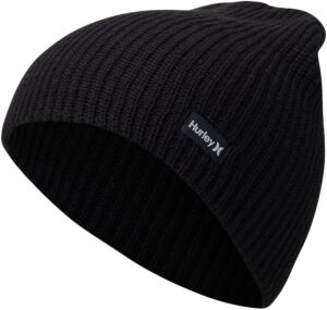 hurley men's winter hat - smith beanie, size one size, black