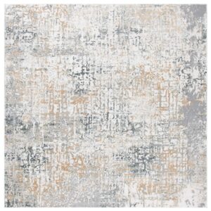 SAFAVIEH Vogue Collection Area Rug - 9' Square, Beige & Grey, Modern Abstract Design, Non-Shedding & Easy Care, Ideal for High Traffic Areas in Living Room, Bedroom (VGE117A)