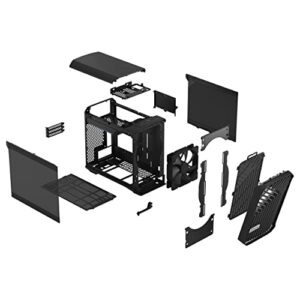 Fractal Design Torrent Nano Black - Dark Tint Tempered Glass Side Panels - Open Grille for Maximum air Intake - 180mm PWM Fan Included - Type C - mITX Airflow Mini Tower PC Gaming Case