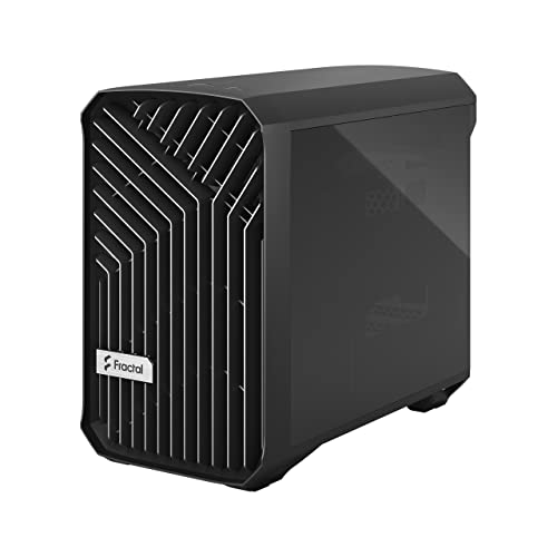 Fractal Design Torrent Nano Black - Dark Tint Tempered Glass Side Panels - Open Grille for Maximum air Intake - 180mm PWM Fan Included - Type C - mITX Airflow Mini Tower PC Gaming Case