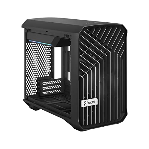 Fractal Design Torrent Nano Black - Dark Tint Tempered Glass Side Panels - Open Grille for Maximum air Intake - 180mm PWM Fan Included - Type C - mITX Airflow Mini Tower PC Gaming Case