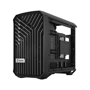 Fractal Design Torrent Nano Black - Dark Tint Tempered Glass Side Panels - Open Grille for Maximum air Intake - 180mm PWM Fan Included - Type C - mITX Airflow Mini Tower PC Gaming Case