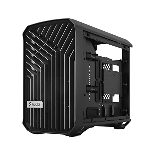 Fractal Design Torrent Nano Black - Dark Tint Tempered Glass Side Panels - Open Grille for Maximum air Intake - 180mm PWM Fan Included - Type C - mITX Airflow Mini Tower PC Gaming Case