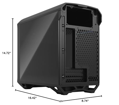 Fractal Design Torrent Nano Black - Dark Tint Tempered Glass Side Panels - Open Grille for Maximum air Intake - 180mm PWM Fan Included - Type C - mITX Airflow Mini Tower PC Gaming Case