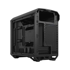 Fractal Design Torrent Nano Black - Dark Tint Tempered Glass Side Panels - Open Grille for Maximum air Intake - 180mm PWM Fan Included - Type C - mITX Airflow Mini Tower PC Gaming Case