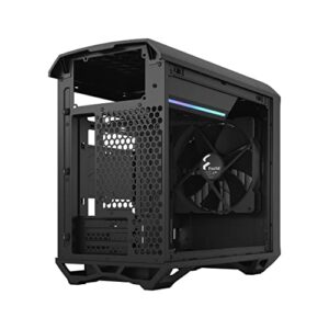 Fractal Design Torrent Nano Black - Dark Tint Tempered Glass Side Panels - Open Grille for Maximum air Intake - 180mm PWM Fan Included - Type C - mITX Airflow Mini Tower PC Gaming Case