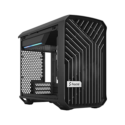 Fractal Design Torrent Nano Black - Dark Tint Tempered Glass Side Panels - Open Grille for Maximum air Intake - 180mm PWM Fan Included - Type C - mITX Airflow Mini Tower PC Gaming Case