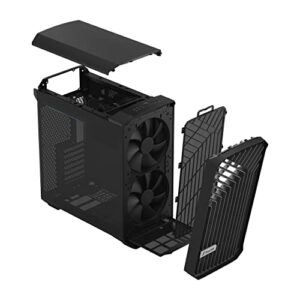 Fractal Design Torrent Compact Black - Dark Tint Tempered Glass Side Panels - Open Grille for Maximum air Intake - Two 180mm PWM Fans Included - Type C - ATX Airflow Mid Tower PC Gaming Case