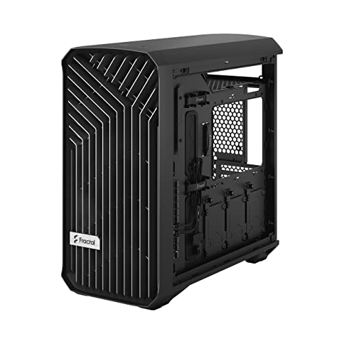 Fractal Design Torrent Compact Black - Dark Tint Tempered Glass Side Panels - Open Grille for Maximum air Intake - Two 180mm PWM Fans Included - Type C - ATX Airflow Mid Tower PC Gaming Case