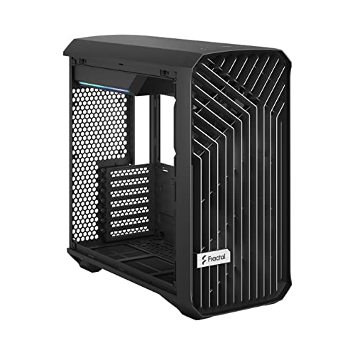 Fractal Design Torrent Compact Black - Dark Tint Tempered Glass Side Panels - Open Grille for Maximum air Intake - Two 180mm PWM Fans Included - Type C - ATX Airflow Mid Tower PC Gaming Case