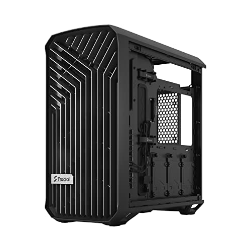 Fractal Design Torrent Compact Black - Dark Tint Tempered Glass Side Panels - Open Grille for Maximum air Intake - Two 180mm PWM Fans Included - Type C - ATX Airflow Mid Tower PC Gaming Case