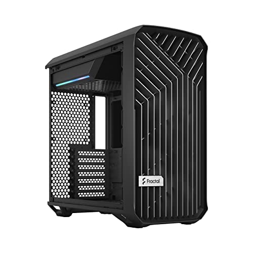 Fractal Design Torrent Compact Black - Dark Tint Tempered Glass Side Panels - Open Grille for Maximum air Intake - Two 180mm PWM Fans Included - Type C - ATX Airflow Mid Tower PC Gaming Case