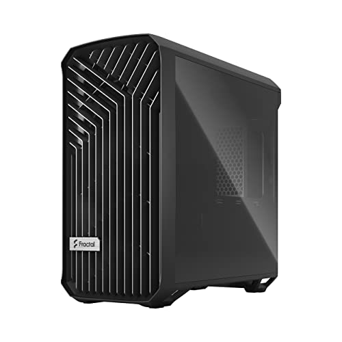 Fractal Design Torrent Compact Black - Dark Tint Tempered Glass Side Panels - Open Grille for Maximum air Intake - Two 180mm PWM Fans Included - Type C - ATX Airflow Mid Tower PC Gaming Case