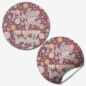 Fall Colors & Flowers Themed Thank You Customer Appreciation Sticker Labels for Small Businesses, 60 1.5" Circle Stickers by AmandaCreation, for Envelopes, Postcards, Direct Mail!