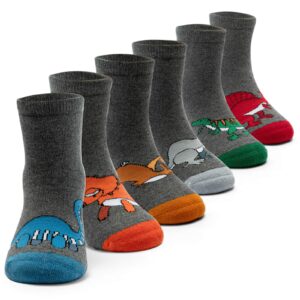 howjojo toddler boys wool socks kids winter warm socks dinosaur crew socks 6 pack 3t-4t/4t-5t