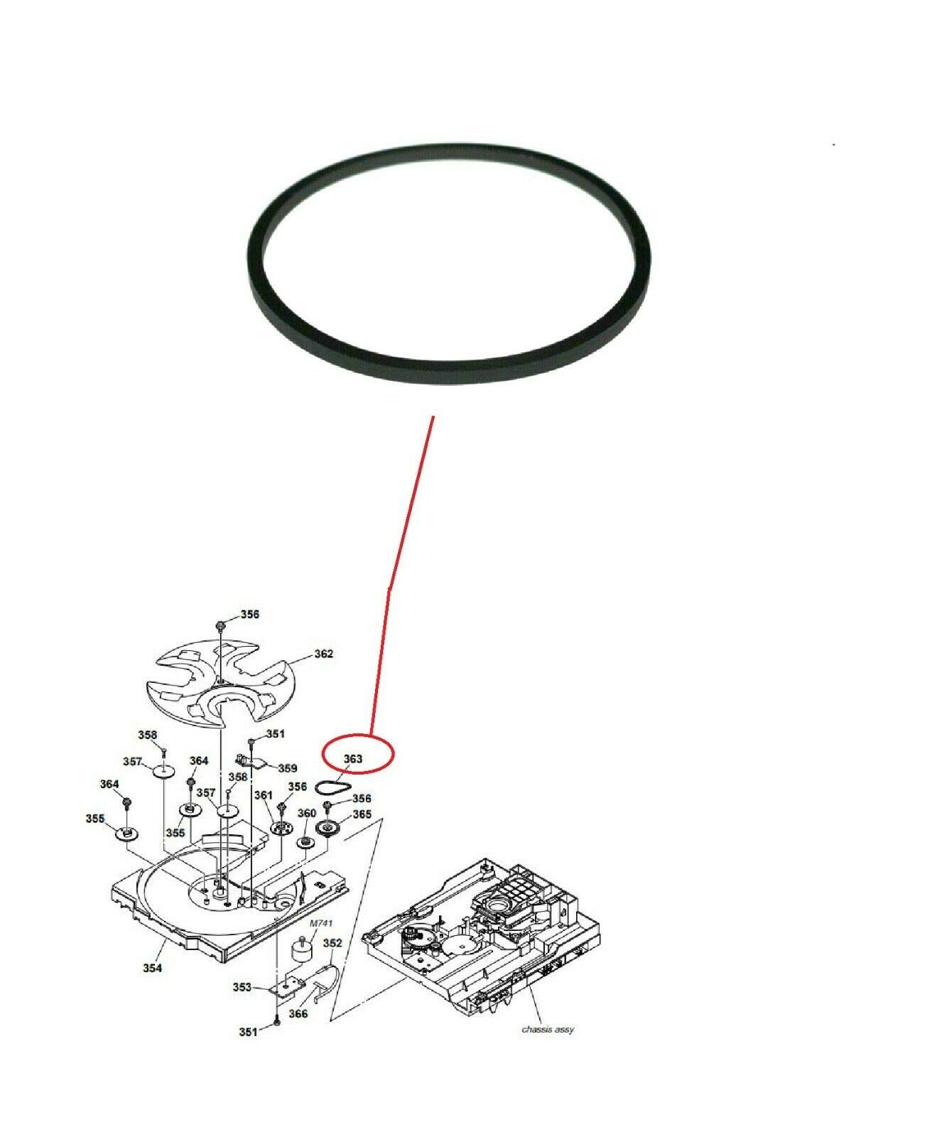 Loading Draw Drawer TABLE CD Rubber Belt For Sony Disc Player REPLACE THE PART: 424382301 424382311