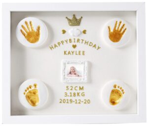 nifyto baby handprint footprint ornament keepsake kit, baby nursery memory art kit, xmas gifts, precious moment for newborn,baby boy/girl, personalized baby prints(white)…