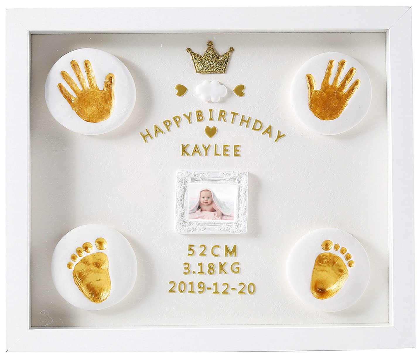 Nifyto Baby Handprint Footprint Ornament Keepsake Kit, Baby Nursery Memory Art Kit, Xmas Gifts, Precious Moment for Newborn,Baby Boy/Girl, Personalized Baby Prints(White)…