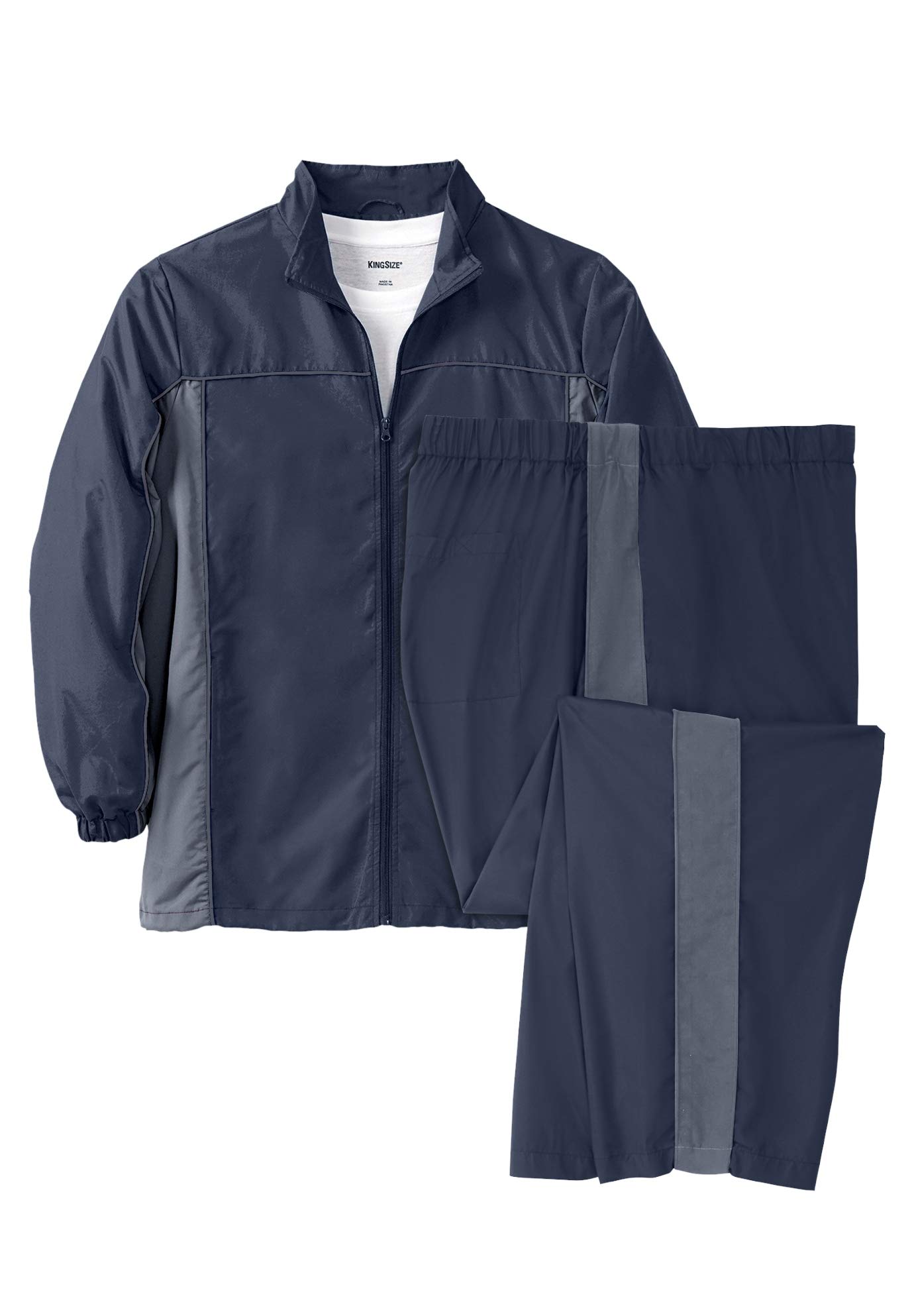 KingSize Men's Big & Tall Long Sleeve Colorblock Tracksuit - 2XL, Navy Colorblock