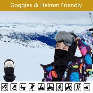 Kids Balaclava Ski Mask Windproof Fleece Neck Warmer Gaiter Winter Face Warmer for Cold Weather Boys Girls(2pcs Black+Navy)
