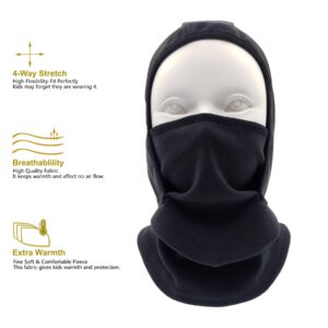 Kids Balaclava Ski Mask Windproof Fleece Neck Warmer Gaiter Winter Face Warmer for Cold Weather Boys Girls(2pcs Black+Navy)