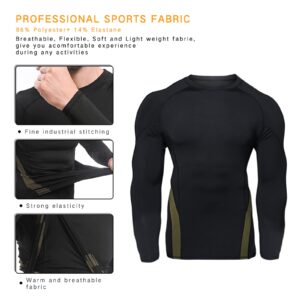 JoofEric Men's Thermal Underwear Set Fleece Lined Top and Bottom Warm Long Johns Winter Sport Suits (Black-T32, XL)