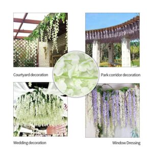 Nisorpa 24 Pack Wisteria Artificial Hanging Flowers, 3.75 Feet Long Wisteria Vines Fake Flowers Garland for Outdoor Home Garden Ceremony Wedding Decor