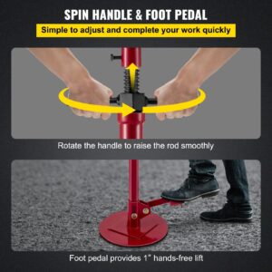 Bestauto Underhoist Stand 3/4 Ton Capacity Pole Jack Heavy Duty Jack Stand Car Support Jack Lifting from 38.4" to 74.8", Triangular Base, Two Wheels, Easy Adjustment, Automotive Support, Red