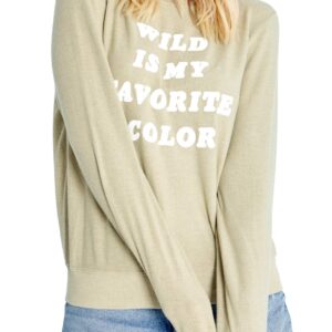 Wildfox Women's Baggy Beach Long Sleeve Pullover Sweatshirt, Basil, Medium