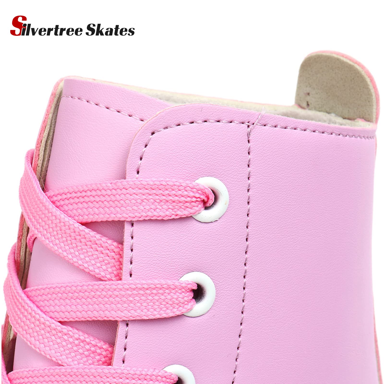 Women's Roller Skates PU Leather High-top Roller Skates Four-Wheel Roller Skates Shiny Roller Skates with Carry Bag for Girls (Pink Flash Wheel,US:9)