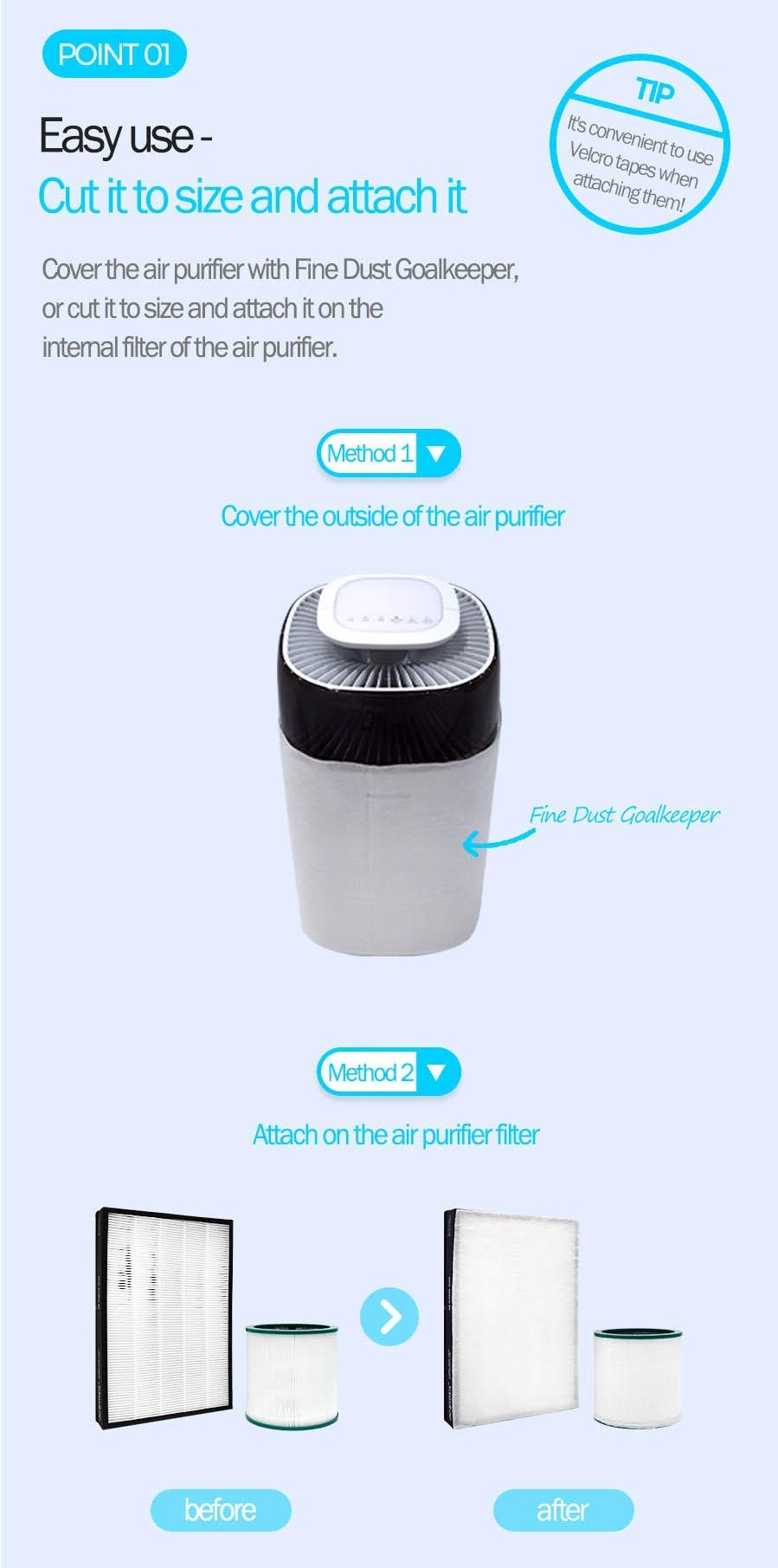 FilterTech Fine Dust Goalkeeper - DIY Filter Saver for Samsung Air Purifier AC-T060/AU-PA170SG/AX020FCV/AX022FCV/AX20H5000EBD/AX20H5000NDD : Additional Protection, Filter Life Extension