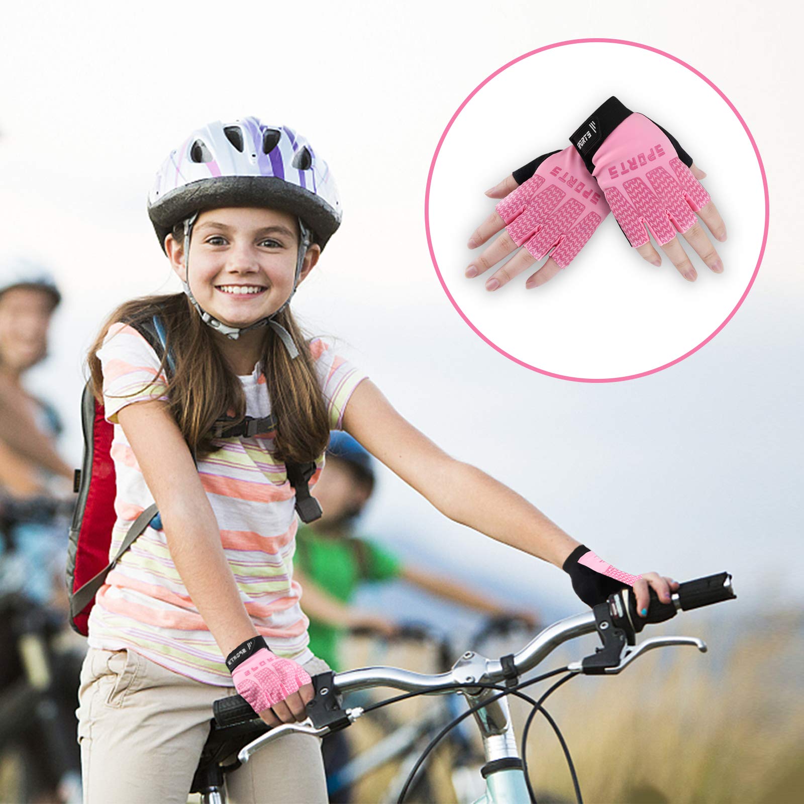 Accmor Kids Sport Gloves, Kids Half Finger Gloves, Kids Boys Girls Cycling Gloves, Kids Fishing Gloves for Cycling Camping Fishing Outdoor Sports