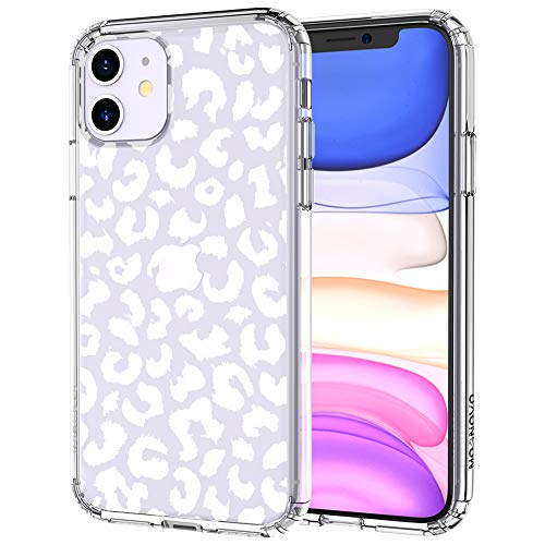 MOSNOVO for iPhone 11 Case, [Buffertech 6.6 ft Drop Impact] [Anti Peel Off] Clear Shockproof TPU Protective Bumper Phone Cases Cover with White Leopard Print Design for iPhone 11