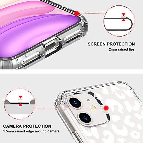 MOSNOVO for iPhone 11 Case, [Buffertech 6.6 ft Drop Impact] [Anti Peel Off] Clear Shockproof TPU Protective Bumper Phone Cases Cover with White Leopard Print Design for iPhone 11