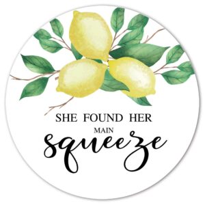 lemon she found her main squeeze thank you stickers, 40-pack 2" bridal shower party sticker labels, seals, decorations