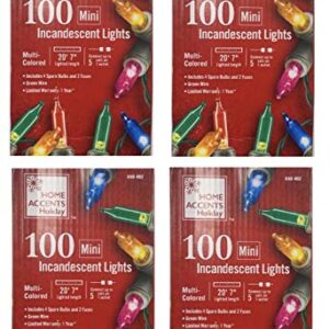 Home Accents Holiday 20 ft. 100-Lights String-to-String Incandescent Lights Mini Bulb Multi Color (4 Pack)