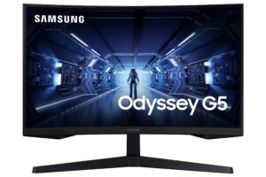 samsung 27-inch g5 odyssey gaming monitor with 1000r curved screen, 144hz, 1ms, freesync premium, qhd (lc27g55tqwnxza), black (renewed)