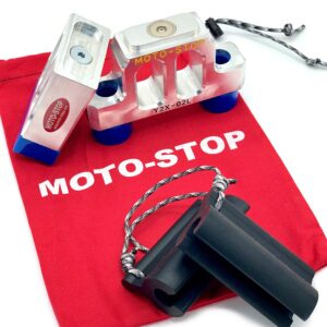 MOTO-STOP transom saver 4 13/16" Trim Rod Spacing skeleton - 2 piece. For motors with 2 trim rods, kit includes steering clips and a canvas bag.