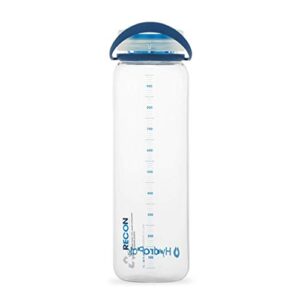 Hydrapak Recon - 50% Recycled Plastic Water Bottle, Eco Friendly & BPA Free, Smooth Flow Twist Cap, Easy Carry (32 Oz, Clear/Navy & Cyan)