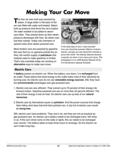 making your car move (science & technology/fuel sources)