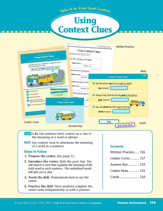 Using Context Clues (Take It to Your Seat Centers Common Core Language)