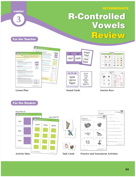 Center 03 R Controlled Vowels Review (Phonics Intervention Centers)