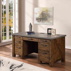 Martin Furniture IMJA680 Double Pedestal Desk, Brown