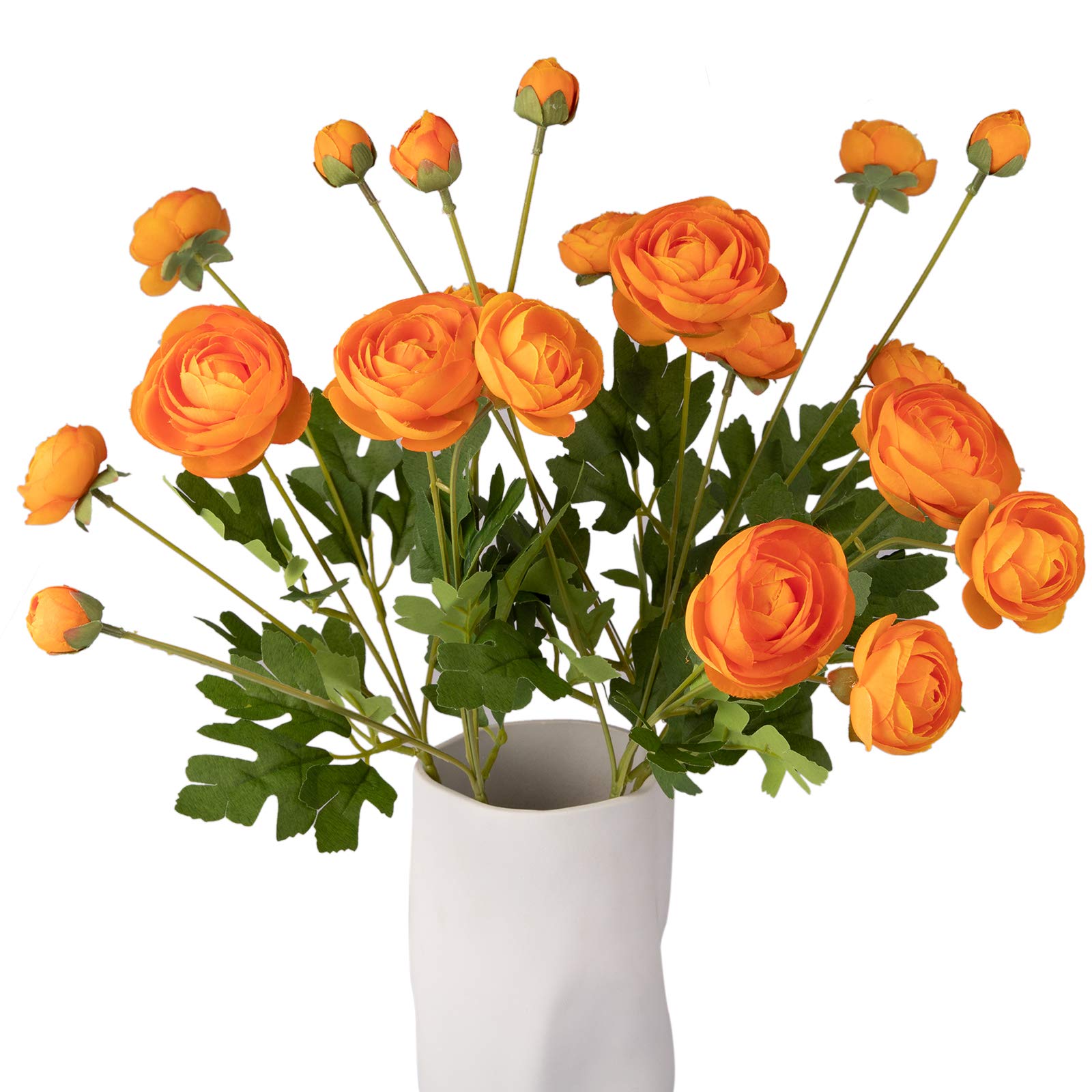 GLSATEMAN Artificial Silk Flowers Persian Ranunculus(Asian Buttercup 5 Bundles),Suitable for Core Decorations,Weddings,Homes,Artistic Decorations,and Props (Orange)