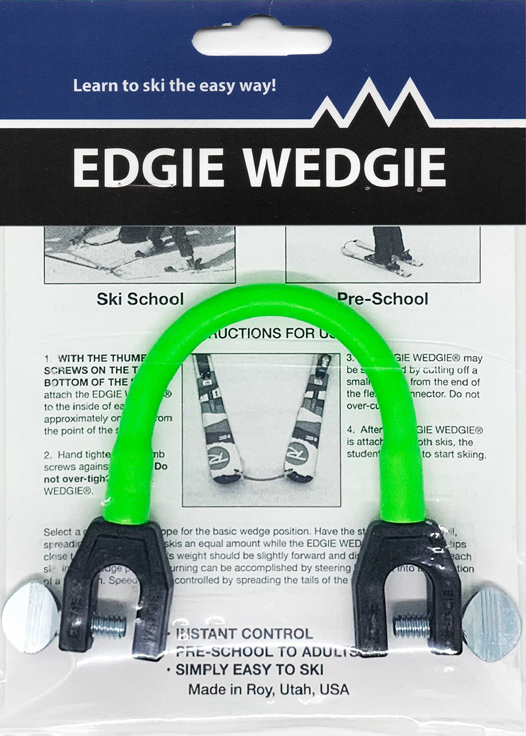 Edgie Wedgie - The Original Kids Ski Tip Connector (Green)